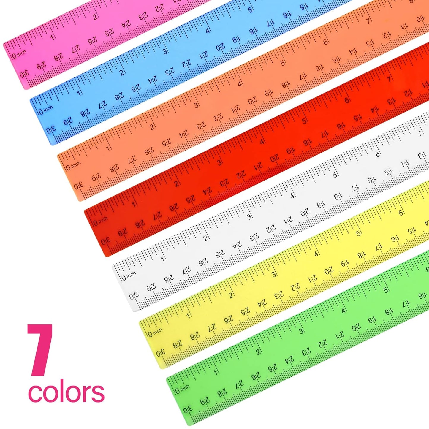 8-Pack Clear 12-Inch Plastic Rulers