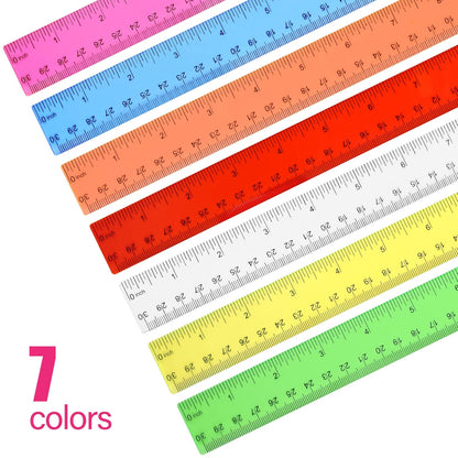 8-Pack Clear 12-Inch Plastic Rulers