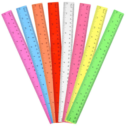 8-Pack Clear 12-Inch Plastic Rulers