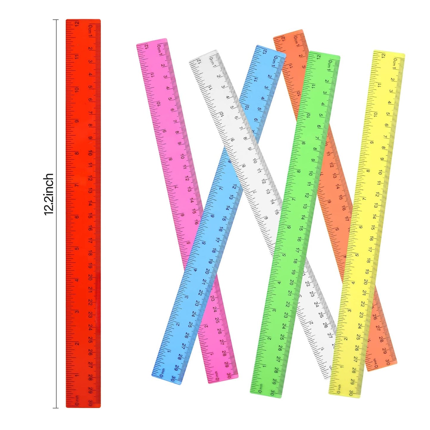 8-Pack Clear 12-Inch Plastic Rulers