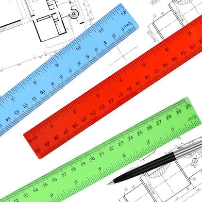 8-Pack Clear 12-Inch Plastic Rulers